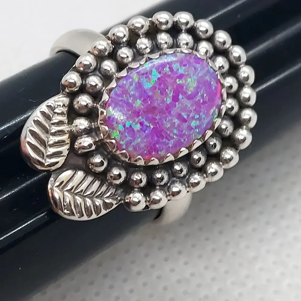 Ring opal 925 Sterling‎ silver  size 7.25